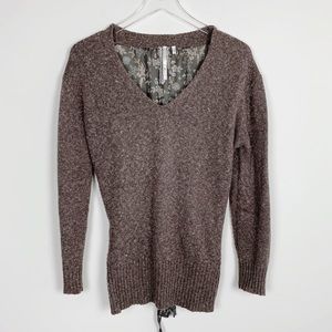 M. Rena Brown Sheer Back Sweater sz M